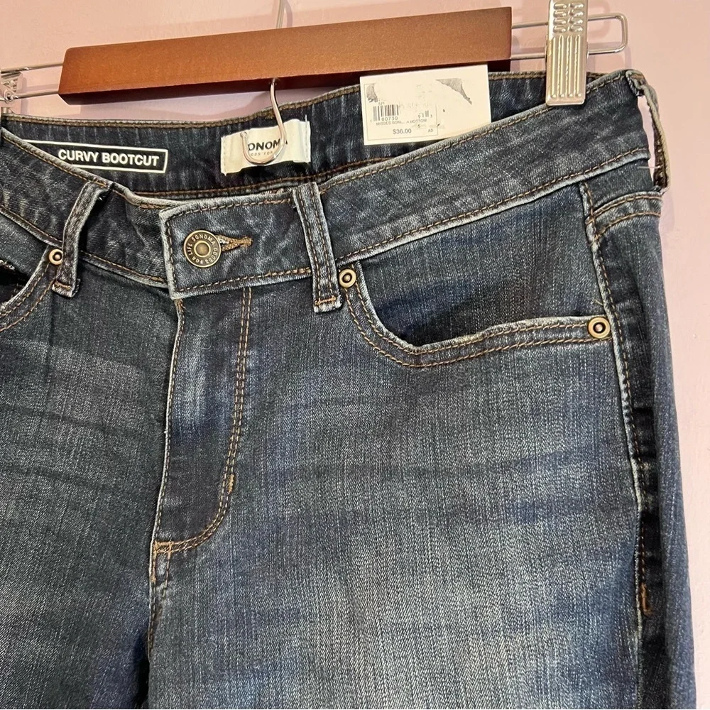 NWT SONOMA KOHLS Curvy Boot Cut Mid Rise Supersoft Stretch Jeans Size 8 Long